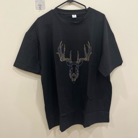 Men Womens short Sleeve T-Shirt Funny Rhinestone Shirts - Picture 2 of 8